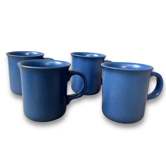 Dansk Mesa Sky Blue Set of 4 Tall Ceramic Coffee or Tea Mugs KW Portugal - Picture 1 of 9